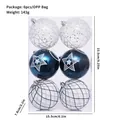 Set da 6 palline di Natale con motivi blu e bianchi in scatola con misure precise - Set da 6 / Blu Bianco Argento