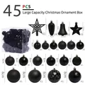 Set de 45 adornos de Navidad negros con estrella para el árbol y bolas variadas - 45 Piezas/Paquete / Negro