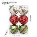 Set di 6 palline di Natale decorative dipinte a mano con vari motivi e colori festivi - Set da 6 / Rosso verde bianco