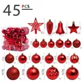 Set de 45 adornos navideños rojos que incluye estrella y bolas surtidas - 45 Piezas/Paquete / Rojo