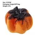 Halloween plush orange pumpkin ornament with a black spider and glitter detail - 1 Piece / Orange
