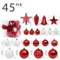 Set de 45 adornos de Navidad rojo y blanco con estrella para árbol - 45 Piezas/Paquete / Rojo Blanco