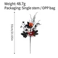 Halloween decorative branch 55cm with glitter pumpkin black maple leaf and eyeball motif - 55cm / Black