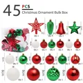 Juego completo de 45 adornos navideños con estrella para la copa y bolas mixtas - 45 Piezas/Paquete / Rojo Verde Blanco