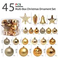 Set de 45 adornos navideños dorados que incluye estrella para el árbol y bolas varias - 45 Piezas/Paquete / Dorado Blanco