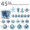 Set de 45 adornos navideños azul claro con estrella de copa y bolas decorativas - 45 Piezas/Paquete / Azul