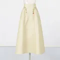 Elegante gonna a trapezio color crema a vita alta con bottoni dorati - Taglia S / Pantaloni e gonne / Albicocca