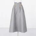Gonna midi grigia a vita alta a trapezio con bottoni dorati e dettagli a pieghe - Taglia S / Pantaloni e gonne / Grigio
