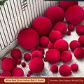 Wine red velvet decorative ball, 25cm diameter, 215g, for festive party scene layout - 25cm / Burgundy