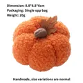 Orange plush pumpkin decoration for Halloween and Thanksgiving tabletop display - 8.8x8.8x6cm / Orange