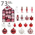 73pcs Red and White Christmas Ball Ornament Set in House Box for Holiday Tree Decoration - 73 Pieces Set / Red White