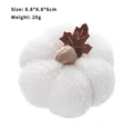 Decorative white plush pumpkin ornament for Thanksgiving and Halloween tabletop display - 8.8x8.8x6cm / White
