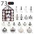 73-piece silver and white Christmas ornament set including baubles and stars in house box - 73 Pieces Set / Silver White