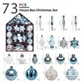 73-piece light blue and silver Christmas ornament set with balls, stars, and icicles - 73 Pieces Set / Light Blue/White