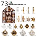 73-piece gold and white Christmas ornament set with house-shaped box and assorted pendants - 73 Pieces Set / Platinum