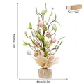 Lighted Easter egg tree ornament for tabletop display with rustic burlap base and box - Vibrant Easter Eggs