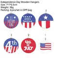 Set de 6 adornos patrióticos de madera para el Día de la Independencia con bandera de EE. UU. - Estilo Disco Redondo / Juego de 6 / Esquema de Color Rojo Blanco y Azul
