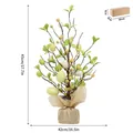 Illuminated Easter egg decoration tree with burlap base, 45cm height for tabletop - Bud Yellow