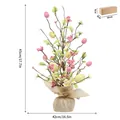 45cm LED glowing Easter egg decorative tree with pink berries and rustic burlap base - Soft Pink Yellow