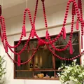 Festive burgundy velvet ball garland featuring 6cm spheres and tassels, 3 meters length - 6cm Ball String / 3 Meters (28 Pieces/Pack) / Burgundy