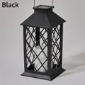Vintage black solar powered outdoor garden candle lantern with lattice decoration - Large Lantern Black