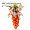 Handcrafted Easter carrot tulip wreath wall hanging decoration with rabbit ears and bows - Carrot Wreath