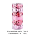 Set de 24 bolas de Navidad pintadas en tonos rosa y rojo para decoración de árboles - Juego Pintado / Juego de 24 / Rosa/Rojo