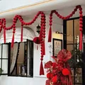 3m Burgundy velvet ball garland with 20 8cm spheres for festive shop window decor. - 8cm Ball String / 3 Meters (20 Pieces/Pack) / Burgundy