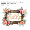 Decorative wooden frame floral wreath with hello sign for home and wedding wall decor - Hello Wood Frame Floral