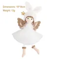 Cute angel girl doll Christmas ornament with rabbit ears, white dress and gold wings - 19*10cm / White