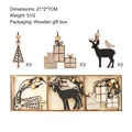 9-piece set of Christmas wooden ornaments with reindeer and trees in a gift box - Christmas Hanging Ornament Set / 9 Pieces/Set (21x2x7cm)