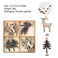 Wooden Christmas tree and reindeer decoration set in storage box, 16 pieces total - Reindeer and Tree Stickers / 16 Pieces/Set (10.3x10.3x1.8cm)