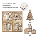 Christmas wooden tree and gift box sticker set in a wooden storage box for party - Gift and Snowflake Stickers / 16 Pieces/Set (10.3x10.3x1.8cm)