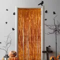 Metallic oranje glitter franje gordijn voor Halloween feest achtergrond decoratie - 1*2 Meter / Glanzend Oranje