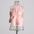 Elegant pink floral halter top with faux pearl beads and sateen finish - S / Tops / Pink