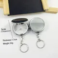 Compact circular metal pill box keychain featuring three internal storage compartments - Round 3-Grid Silver with Keychain / 5cm 3-Grid Pill Box with Keychain