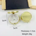 Detailed view of round gold metal pill box with 3 compartments and 5cm dimensions - Round 3-Grid Gold / 5cm Gold 3-Grid Pill Box
