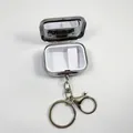 Compacte metalen pillendoos sleutelhanger met spiegel en dubbele compartimenten - Afgeronde Rechthoek 2-Vaks met Spiegel en Haak / Klein Vierkant 2-Vaks Verwijderbaar met Spiegel en Kreeftsluiting