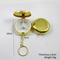 Draagbare gouden ronde metalen pillendoos sleutelhanger met 3 vakken voor medicijnen - Rond 3-Vaks Goud met Haak / 3-Vaks Goud met Sleutelhanger