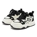 Stylish girls' black and white breathable lace-up casual sneakers for daily school wear - 26 / Beige Black