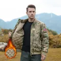 Men's MA-1 camouflage padded bomber jacket with quilted lining and USA flag - M / Tops / CP Camouflage