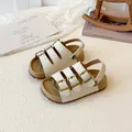 Stylish cream white children's Birkenstock sandals with cork sole and adjustable buckles - 22 / Beige