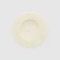Professional cream-colored round urea resin button with 4 holes for high-end workwear. - 15.0mm / Off White
