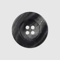 Premium round four-hole urea button featuring a black and grey marbled resin texture - 15.0mm / Black Grey Marble