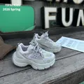 Baskets chunky élégantes et respirantes pour enfants en mesh blanc et lavande, printemps 2026 - 26-30 / Mauve Clair
