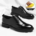 Herren Business-Schuhe aus Leder in Schwarz mit 1,2 cm erhöhender Halbeinlegesohle - 37 / Flacher Stil mit 1,2 cm Erhöhungshalbeinlegesohle / Schwarz