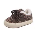 Toddler leopard print winter sneakers with fleece lining and star patch detail - Size 23 (Inner Length 14.5cm) / Leopard Print