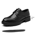 Élégantes chaussures derby pour hommes en cuir texturé noir avec semelle plateforme de 5 cm - 37 / Talon Plat 5cm / Noir