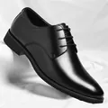 Classic men's black lace-up business formal leather shoes with a professional shiny finish - 37 / Lace-up Low Top Style / Black