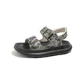 Stylish kids camouflage sandals featuring adjustable buckles and a thick black sole - Size 21 (Inner Length 13.5cm) / Green